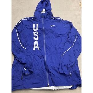 Nike Team USA Olympic Windbreaker Jacket Mens XXLT Blue Full Zip Reflective